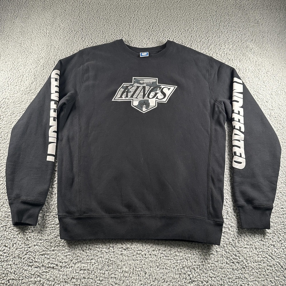Undefeated Sweatshirt Mens L Black Crewneck Pullover Graphic LA Kings NHL Hockey